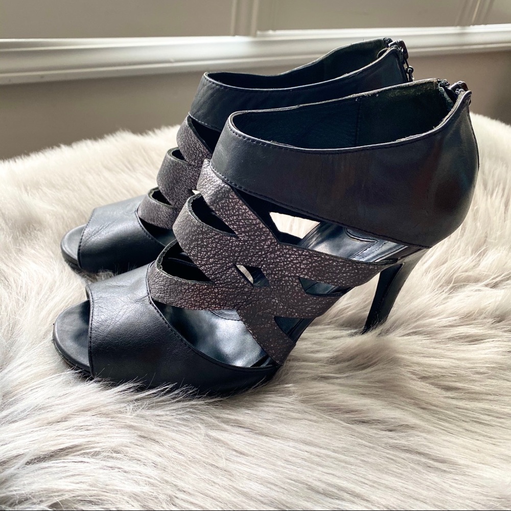 Diane von Furstenberg Leather Peep Toe Booties